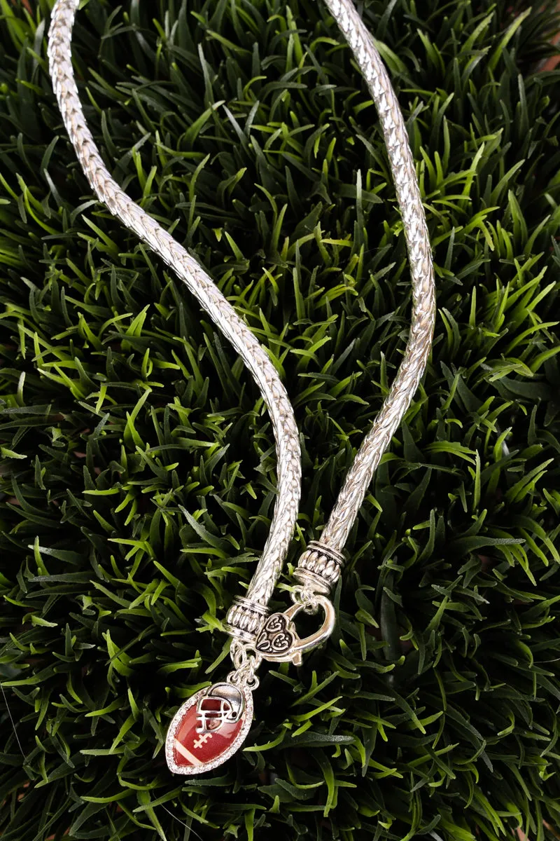 Fall Means Football Silvertone Charm Necklace