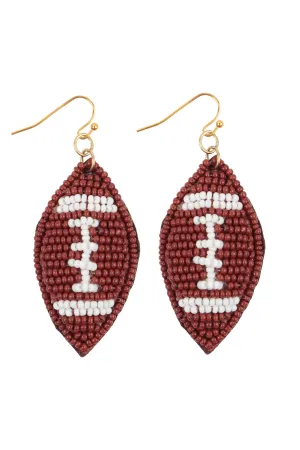 FOOTBALL SEED BEADS FISH HOOK EARRINGS