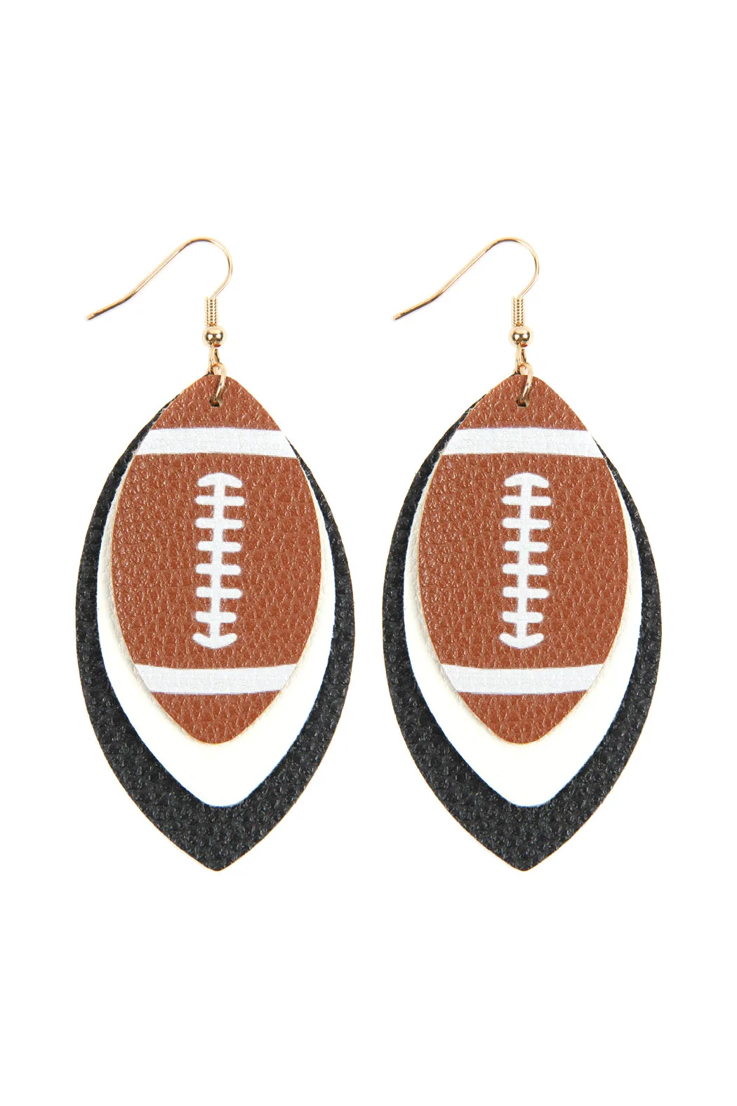 FOOTBALL SPORTS LAYERED LEATHER EARRINGS