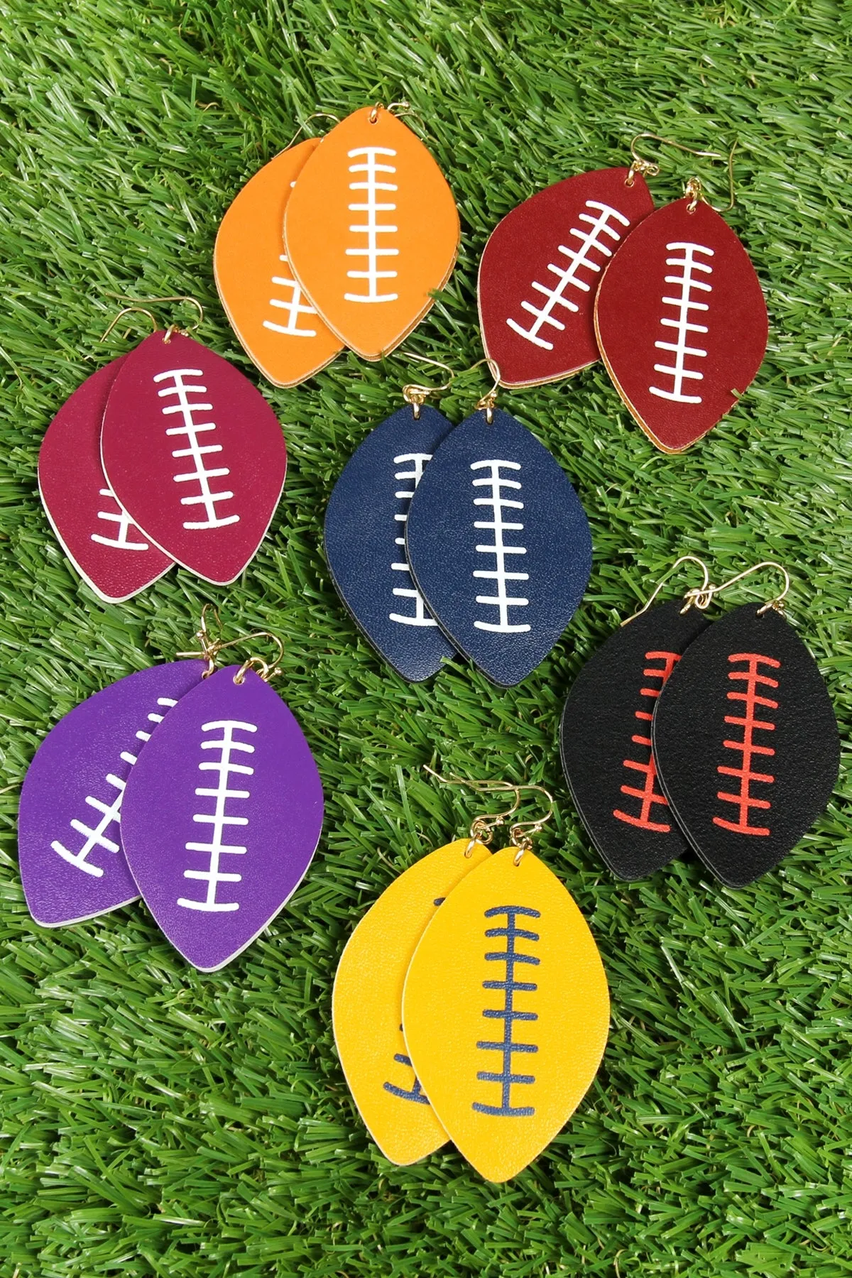FOOTBALL SPORTS LEATHER EARRINGS