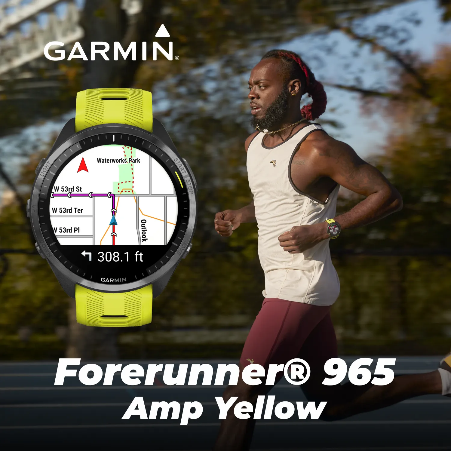 Forerunner 965 Premium GPS Running and Triathlon Titanium Smartwatch with AMOLED Touchscreen Display