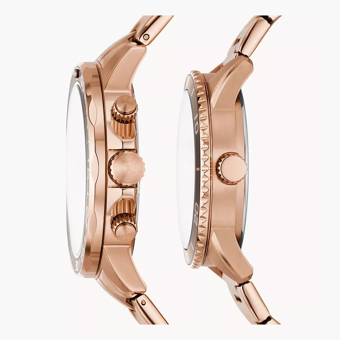 Fossil Bannon Couple Rose Gold Stainless Steel Watches