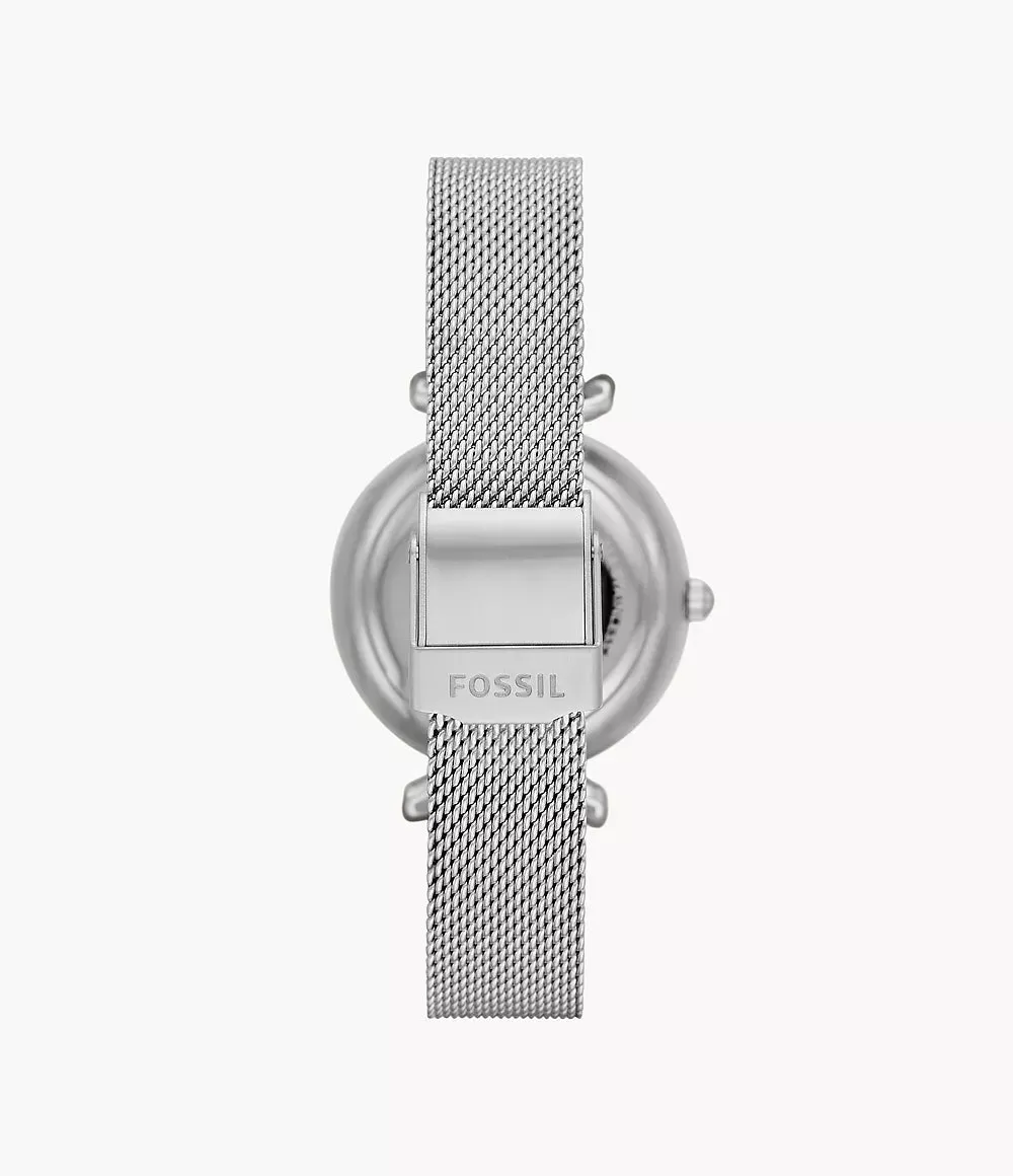 Fossil Carlie Mini Automatic Stainless Steel Mesh 28mm Ladies Watch