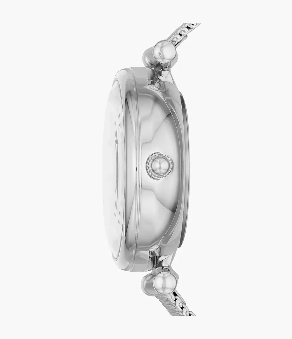 Fossil Carlie Mini Automatic Stainless Steel Mesh 28mm Ladies Watch