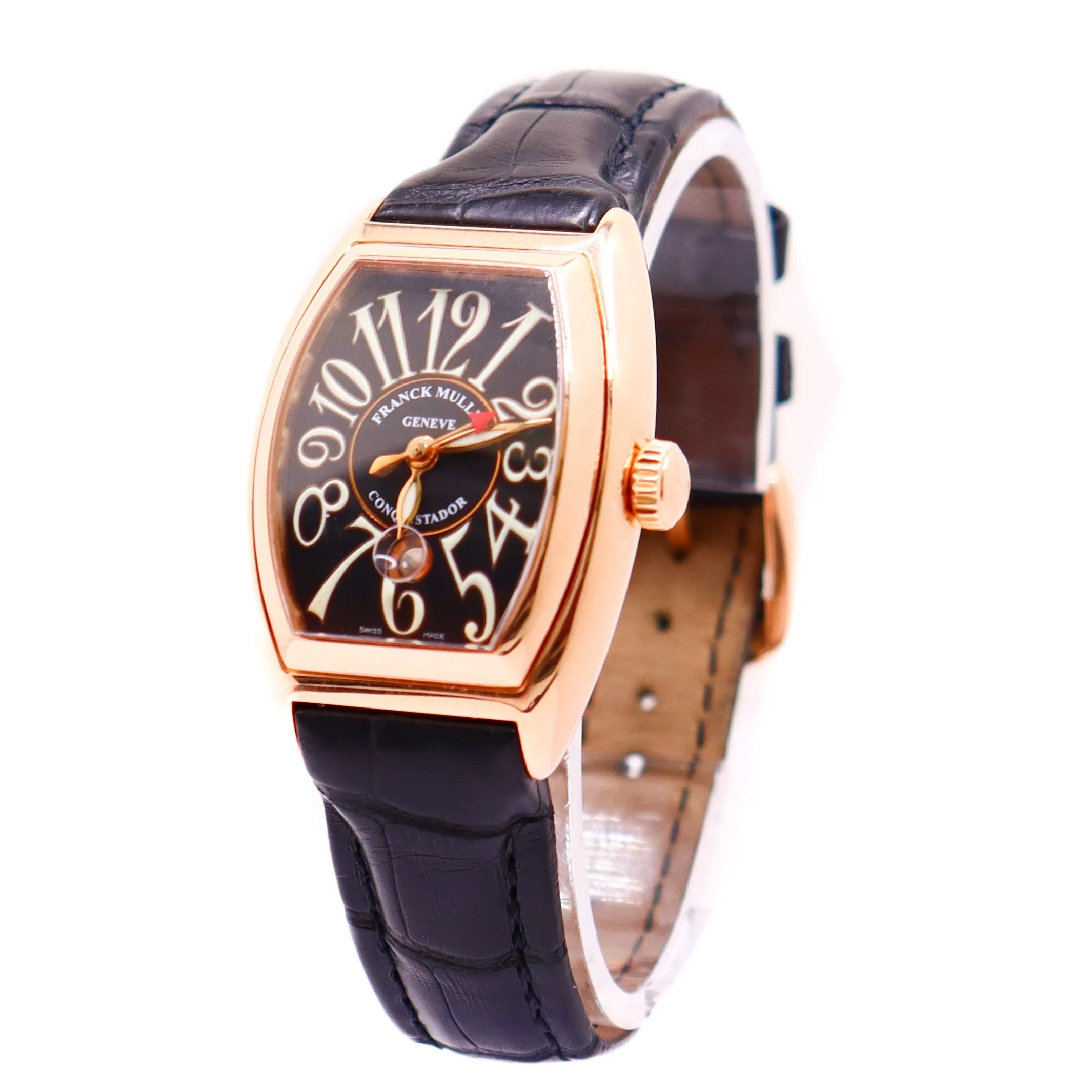 Franck Muller Ladies Conquistador Rose Gold 33mm Black Dial Watch Ref #8001