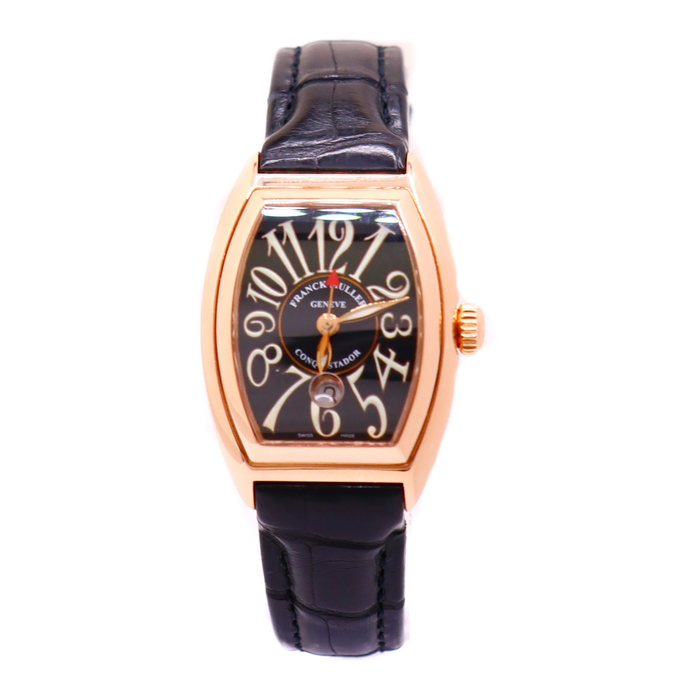 Franck Muller Ladies Conquistador Rose Gold 33mm Black Dial Watch Ref #8001
