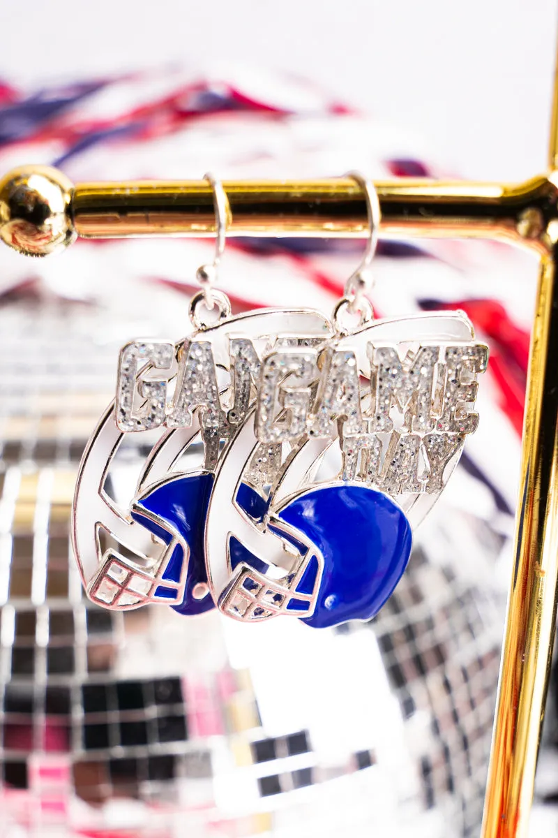 Gameday Blue and White Crystal Earrings