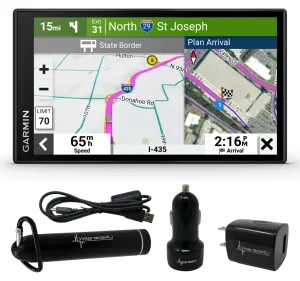 Garmin dezl Series Easy-to-Read GPS Truck Navigator with Wearable4U Bundle
