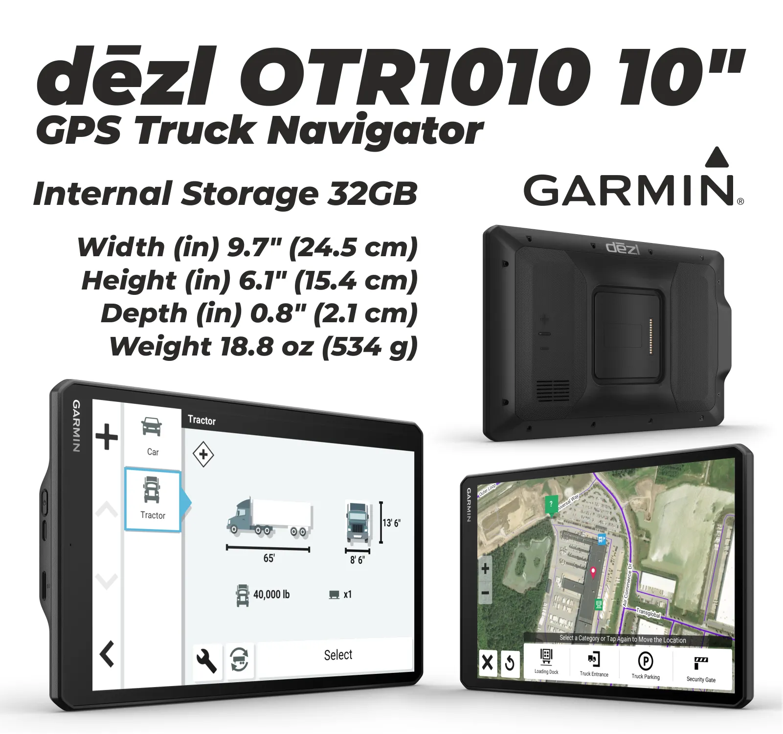 Garmin dezl Series Easy-to-Read GPS Truck Navigator with Wearable4U Bundle