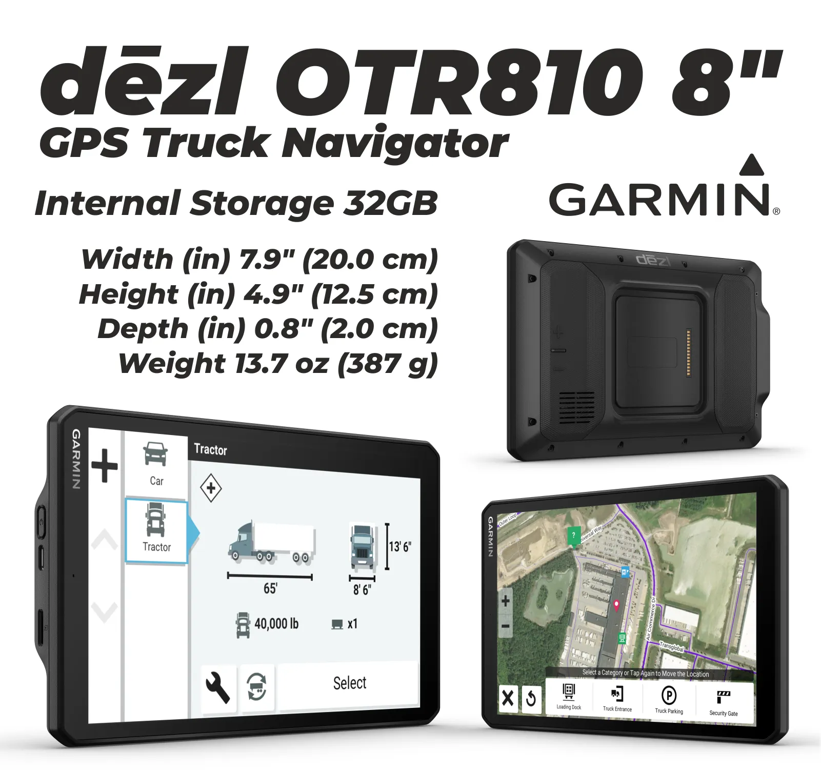 Garmin dezl Series Easy-to-Read GPS Truck Navigator with Wearable4U Bundle