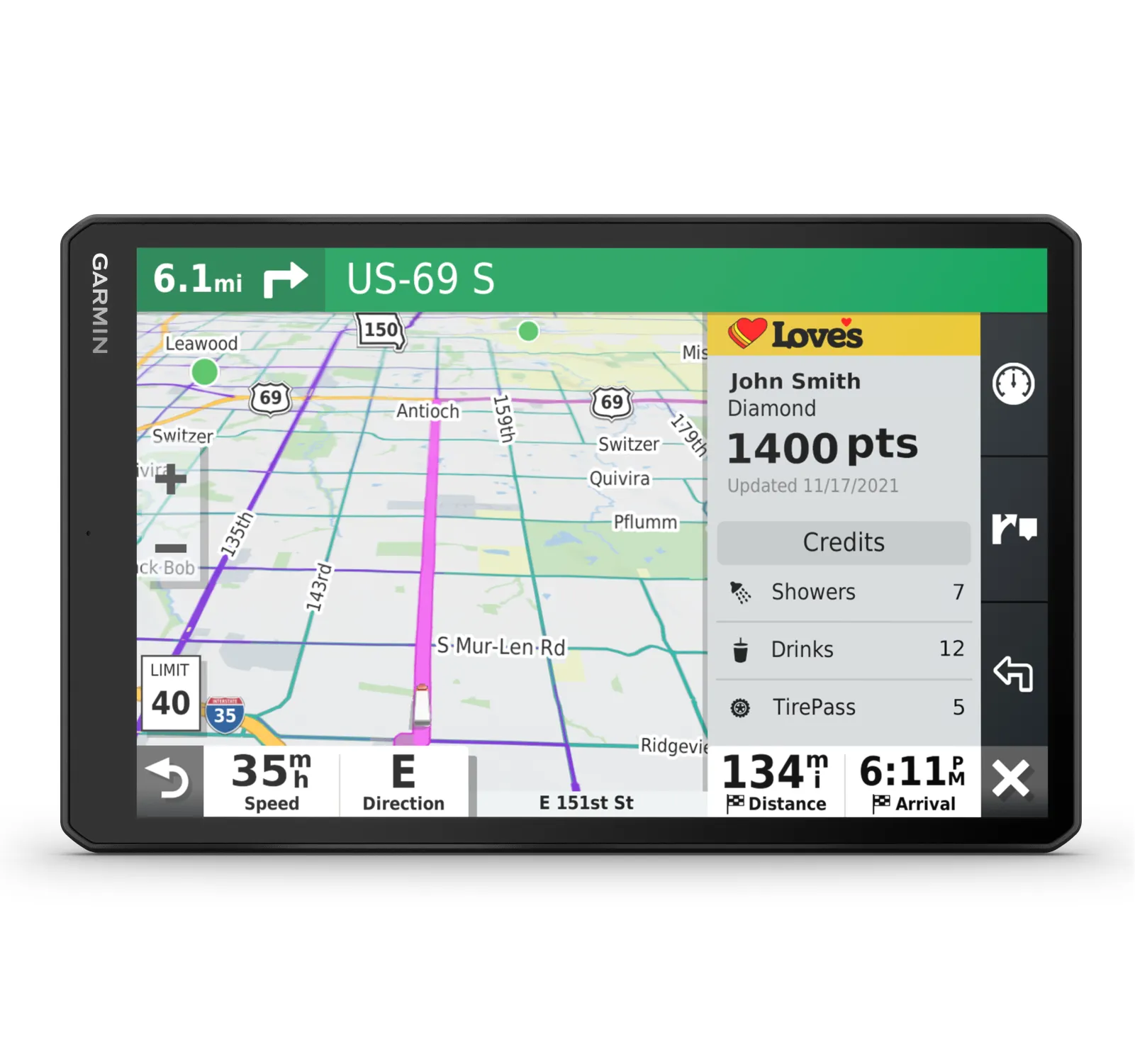Garmin dezl Series Easy-to-Read GPS Truck Navigator with Wearable4U Bundle