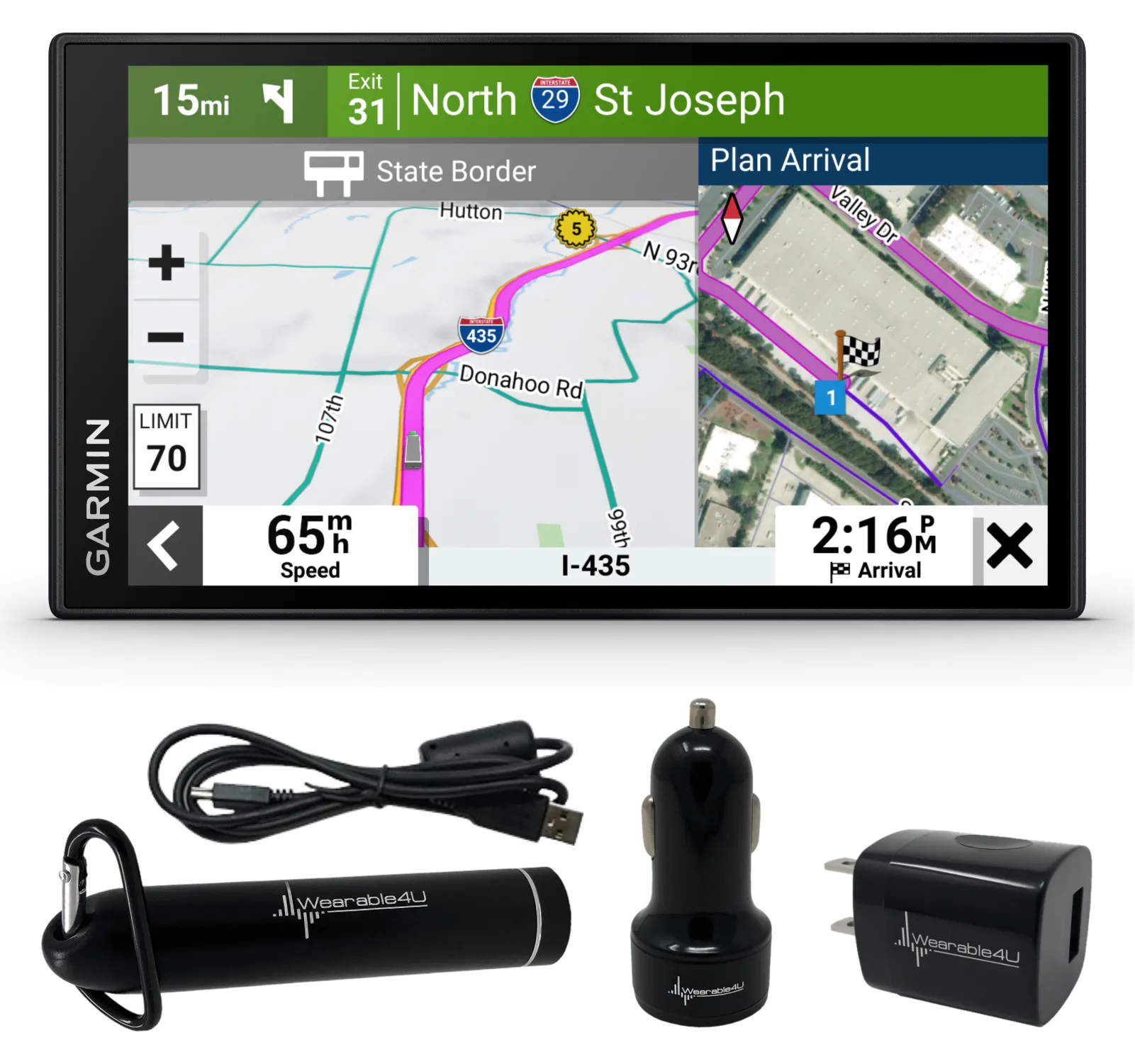 Garmin dezl Series Easy-to-Read GPS Truck Navigator with Wearable4U Bundle