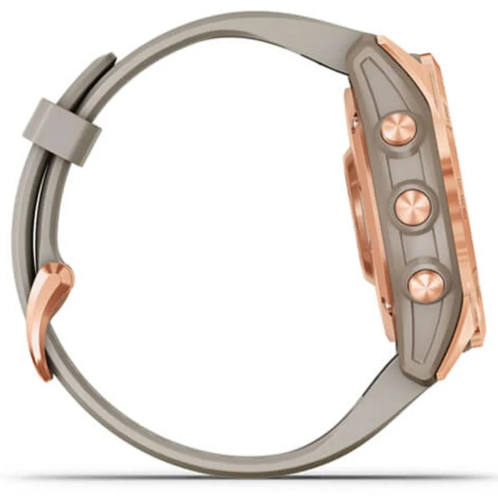 Garmin Fenix 7S Solar Smartwatch Rose Gold w/ Light Sand Band   2 Year Warranty