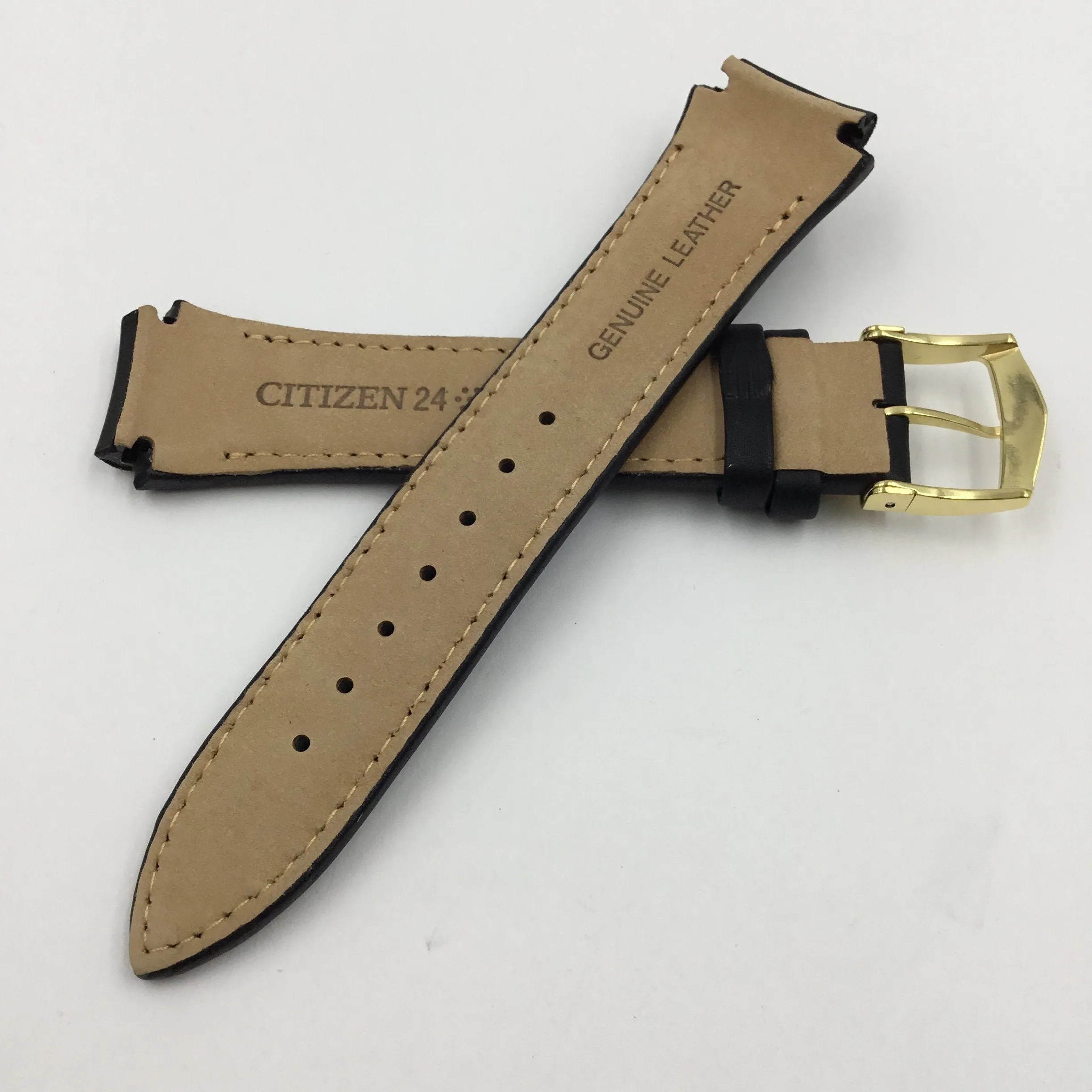 Genuine Citizen Black Leather 24/18mm Eco-Drive Watch Band