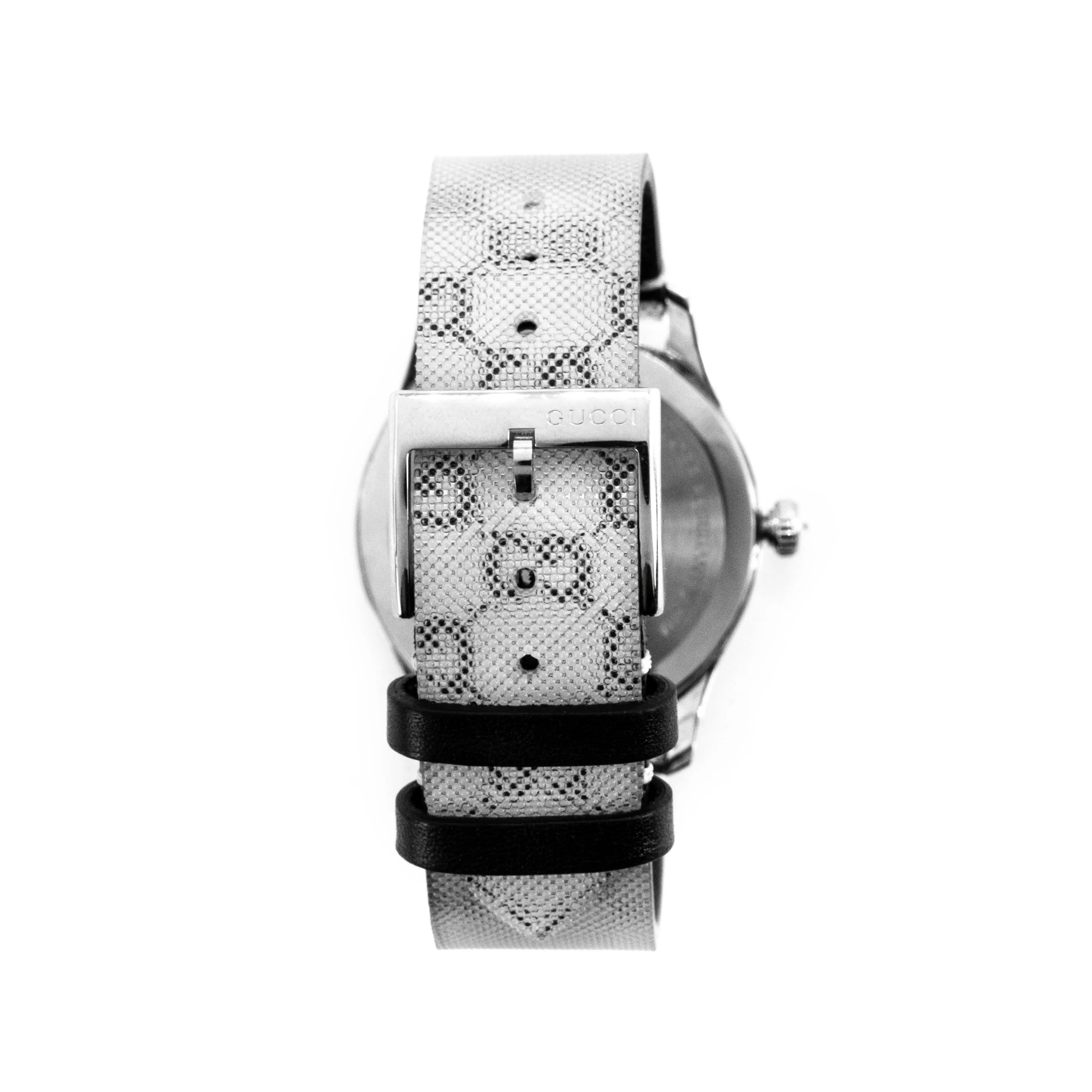 Gucci G-Timeless YA1264058 GG Grey Dial Leather Strap 38mm Unisex Watch