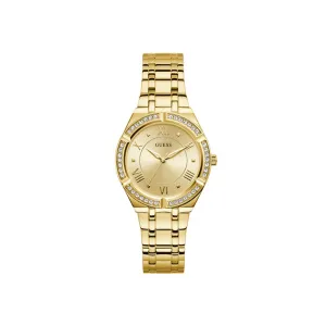 Guess Ladies Watch Full Yellow Gold Plated Case & Bracelet With Sun Champlated Dial