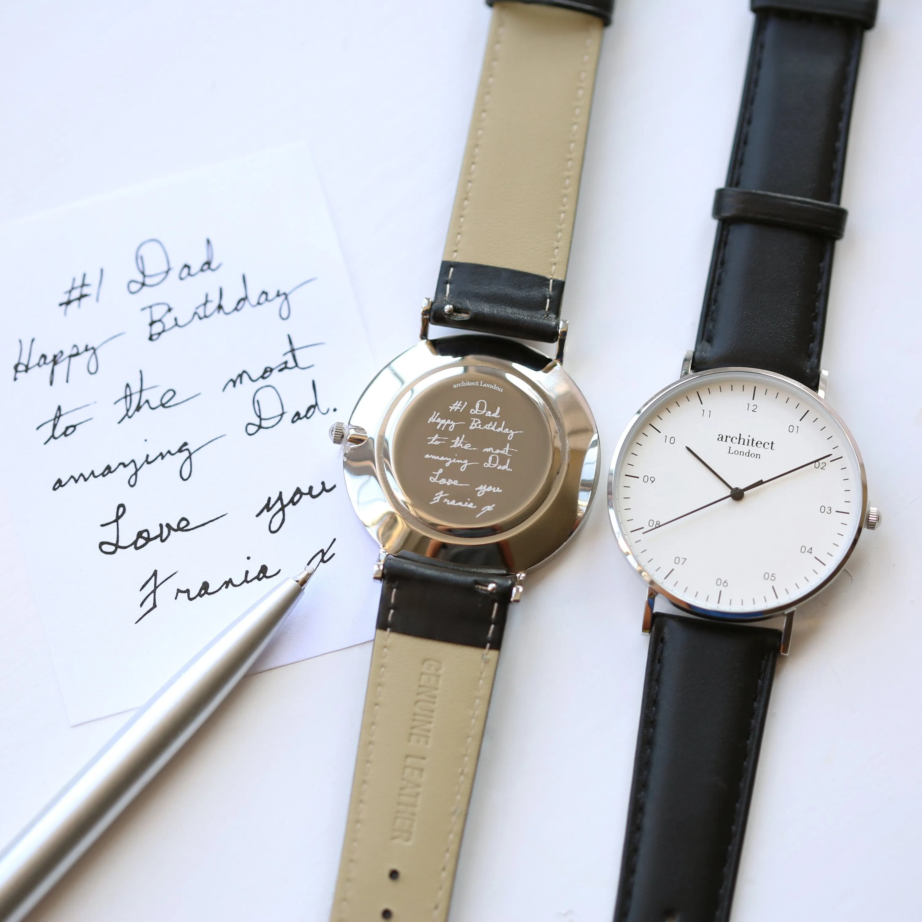 Handwriting Engraving - Men's Architect Zephyr   Jet Black Strap