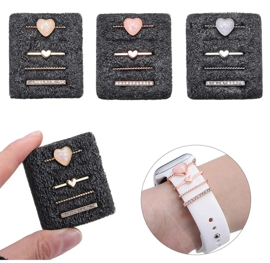 Heart Stackable Watchband Charms, Watch Bars, Watch Band Accessories, Apple Watch Bars, Unique Gift, Gift for Mom, Watch Jewelry