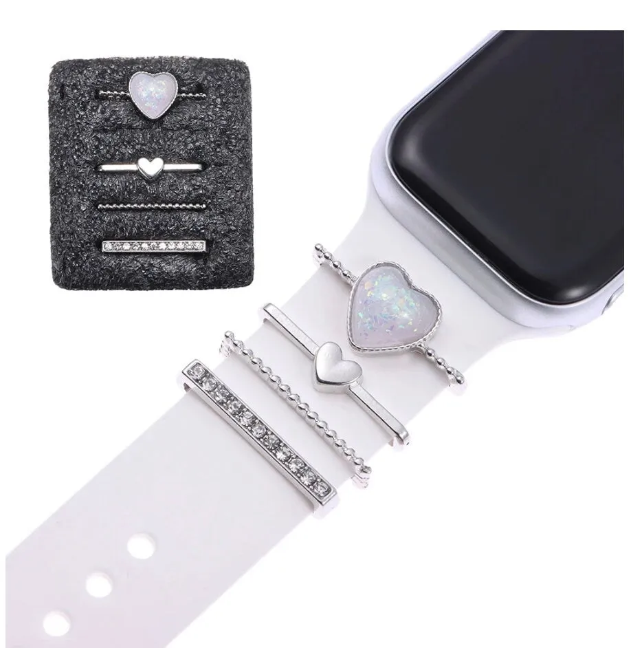 Heart Stackable Watchband Charms, Watch Bars, Watch Band Accessories, Apple Watch Bars, Unique Gift, Gift for Mom, Watch Jewelry