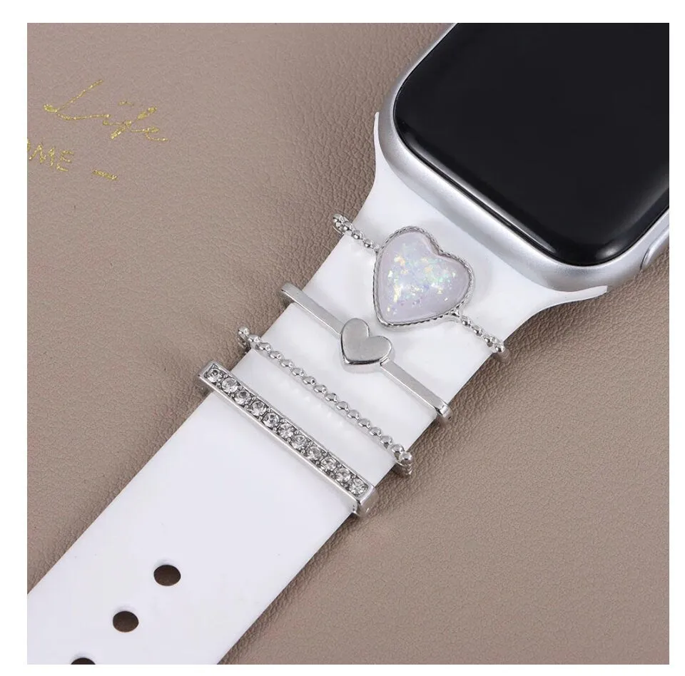 Heart Stackable Watchband Charms, Watch Bars, Watch Band Accessories, Apple Watch Bars, Unique Gift, Gift for Mom, Watch Jewelry