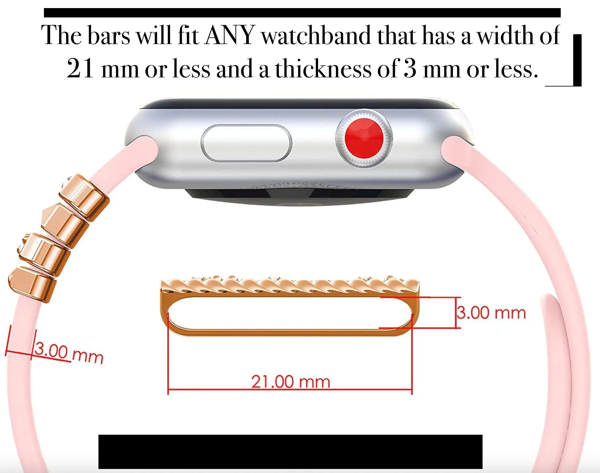 Heart Stackable Watchband Charms, Watch Bars, Watch Band Accessories, Apple Watch Bars, Unique Gift, Gift for Mom, Watch Jewelry