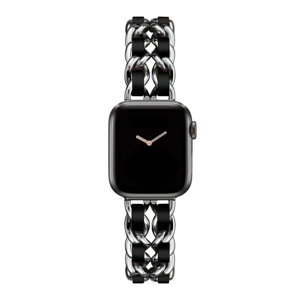High-Quality Metal Leather Strap for Apple Watch Band