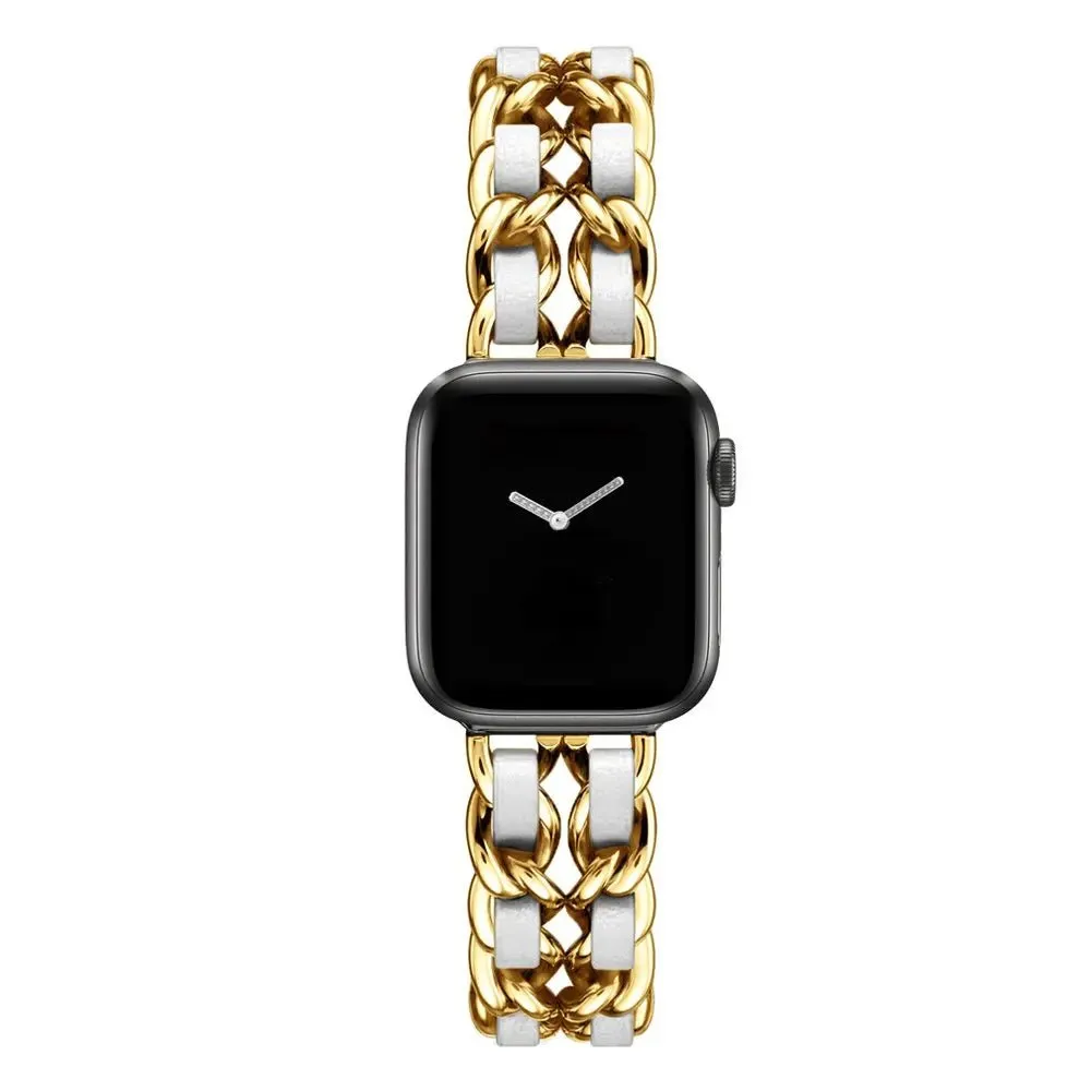High-Quality Metal Leather Strap for Apple Watch Band