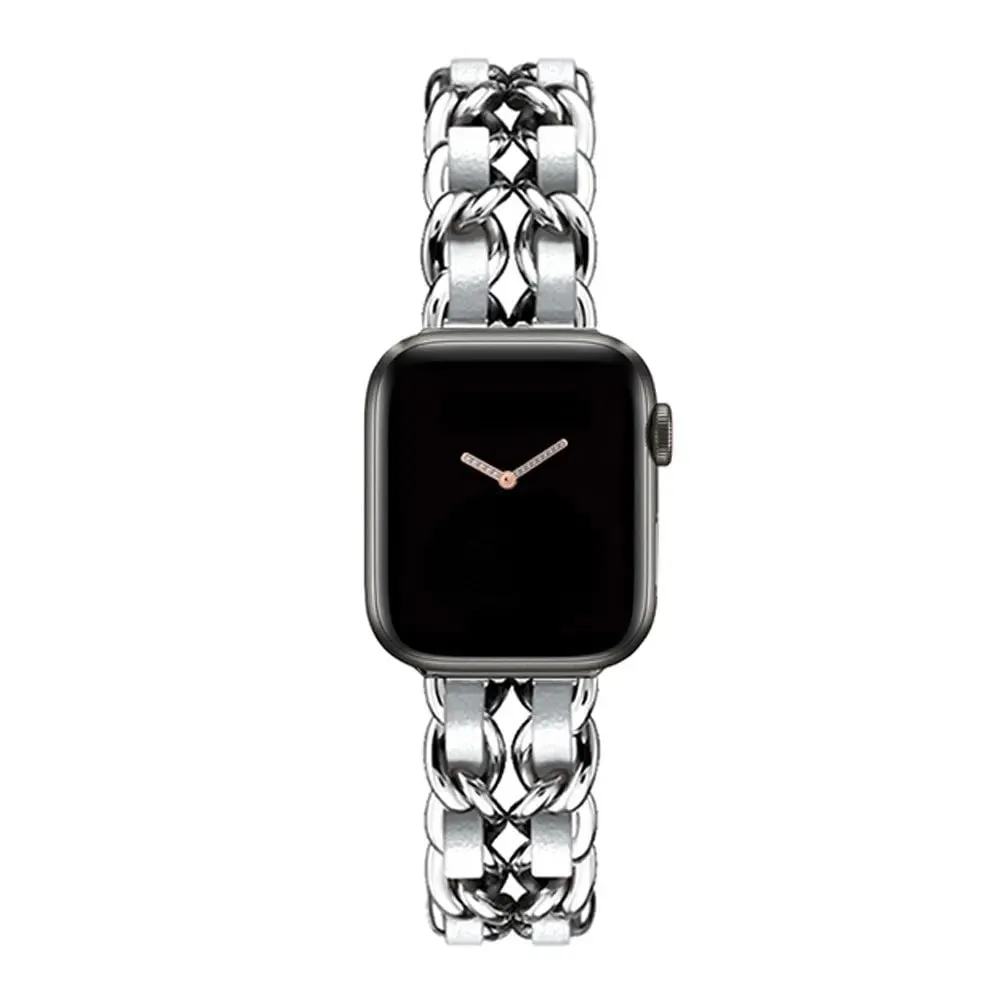 High-Quality Metal Leather Strap for Apple Watch Band