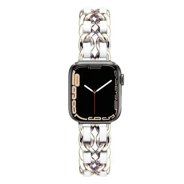 High-Quality Metal Leather Strap for Apple Watch Band