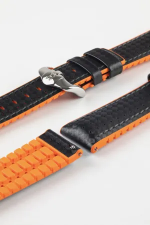 Hirsch AYRTON Carbon Embossed Performance Watch Strap in BLACK / ORANGE