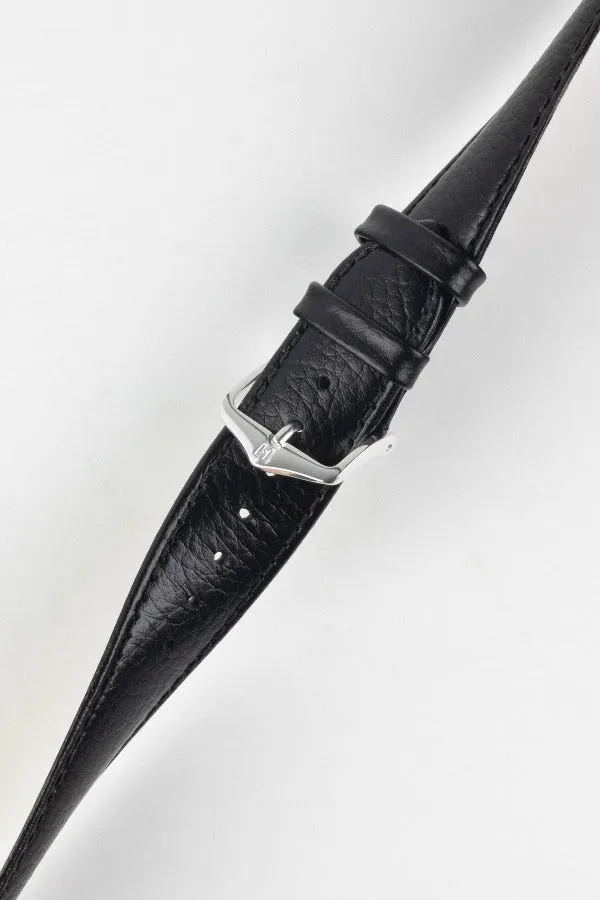 Hirsch KANSAS Buffalo Embossed Calf Leather in BLACK with Black Stitch