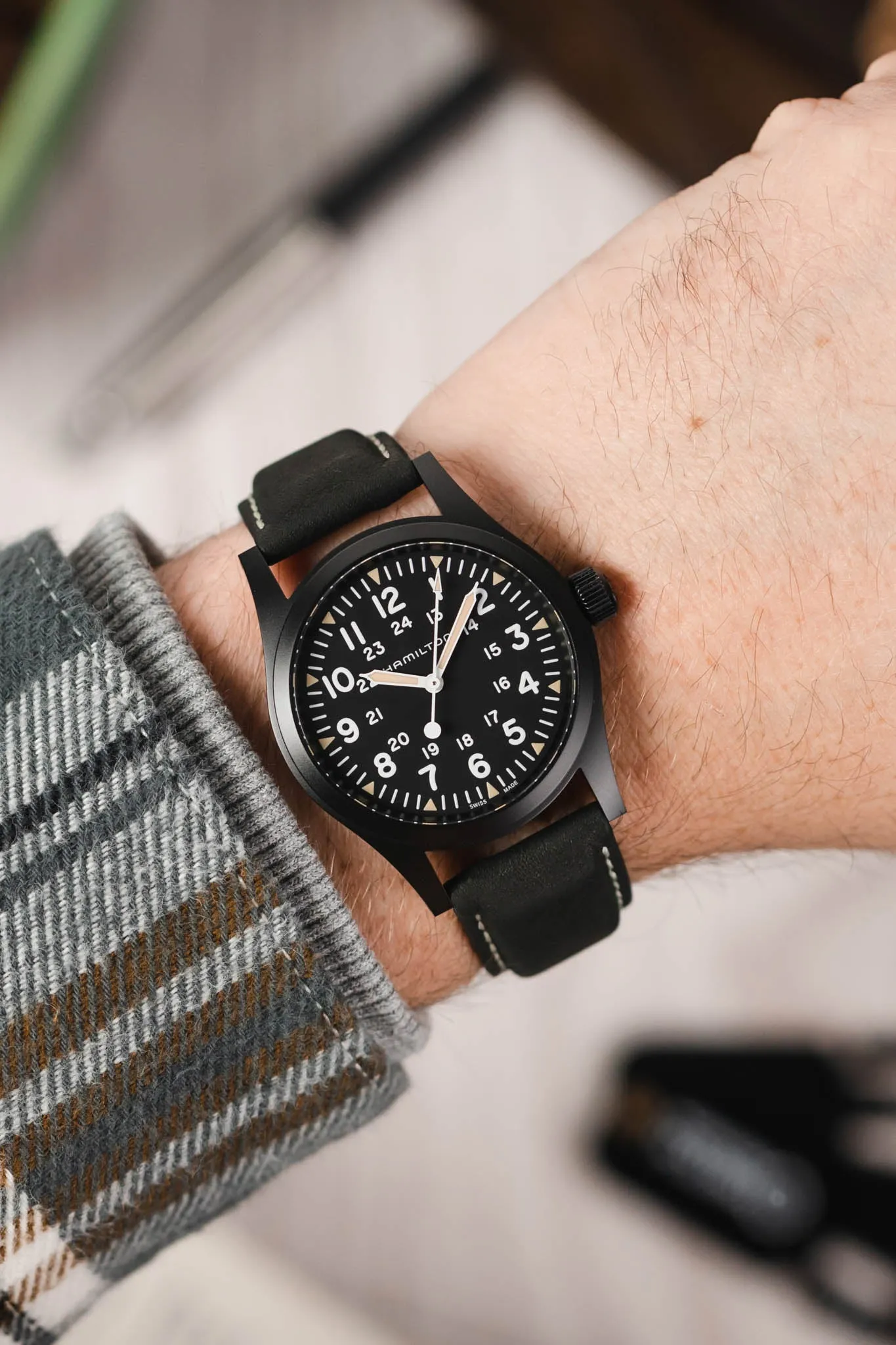 Hirsch MARINER Waterproof Leather Watch Strap in BLACK