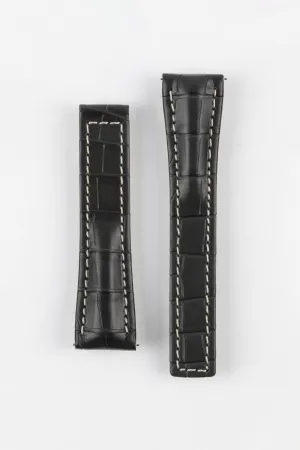 Hirsch NAVIGATOR Alligator Deployment Watch Strap in GREY