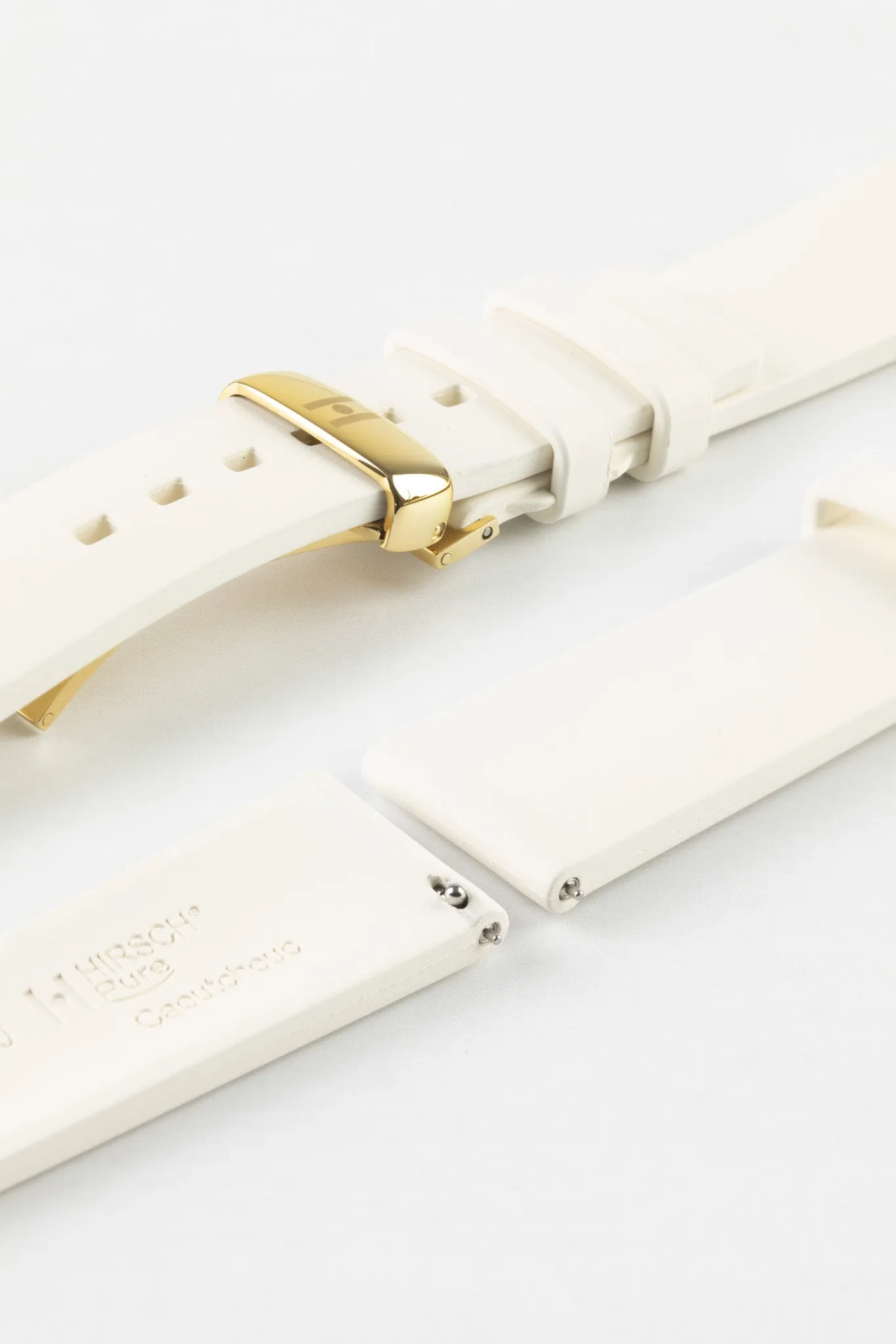 Hirsch PURE Natural Rubber Watch Strap in WHITE