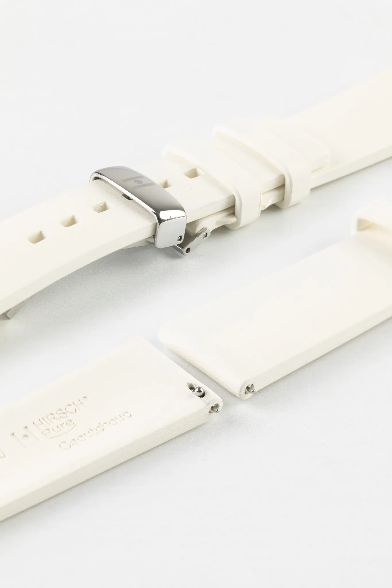 Hirsch PURE Natural Rubber Watch Strap in WHITE