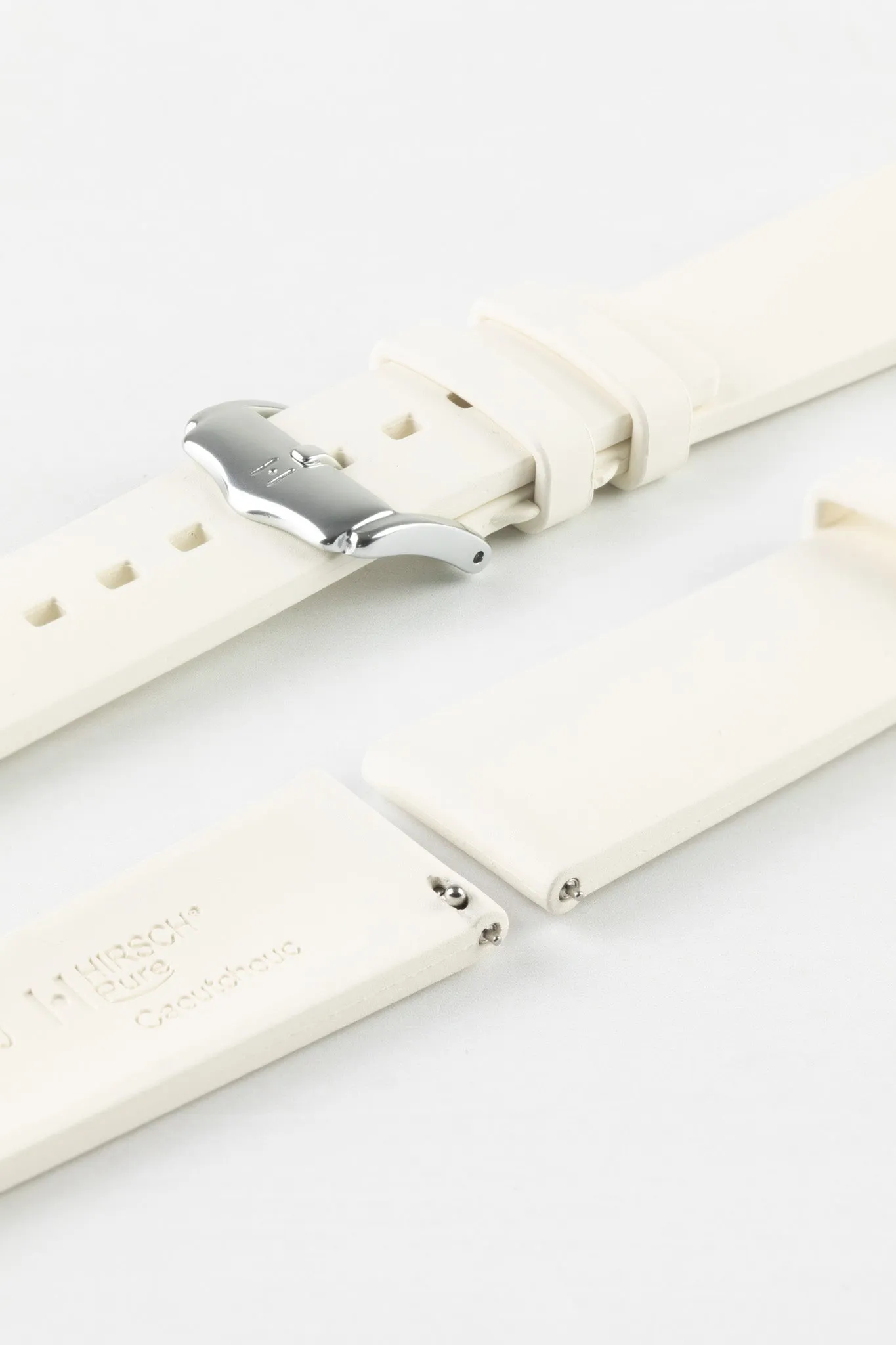 Hirsch PURE Natural Rubber Watch Strap in WHITE