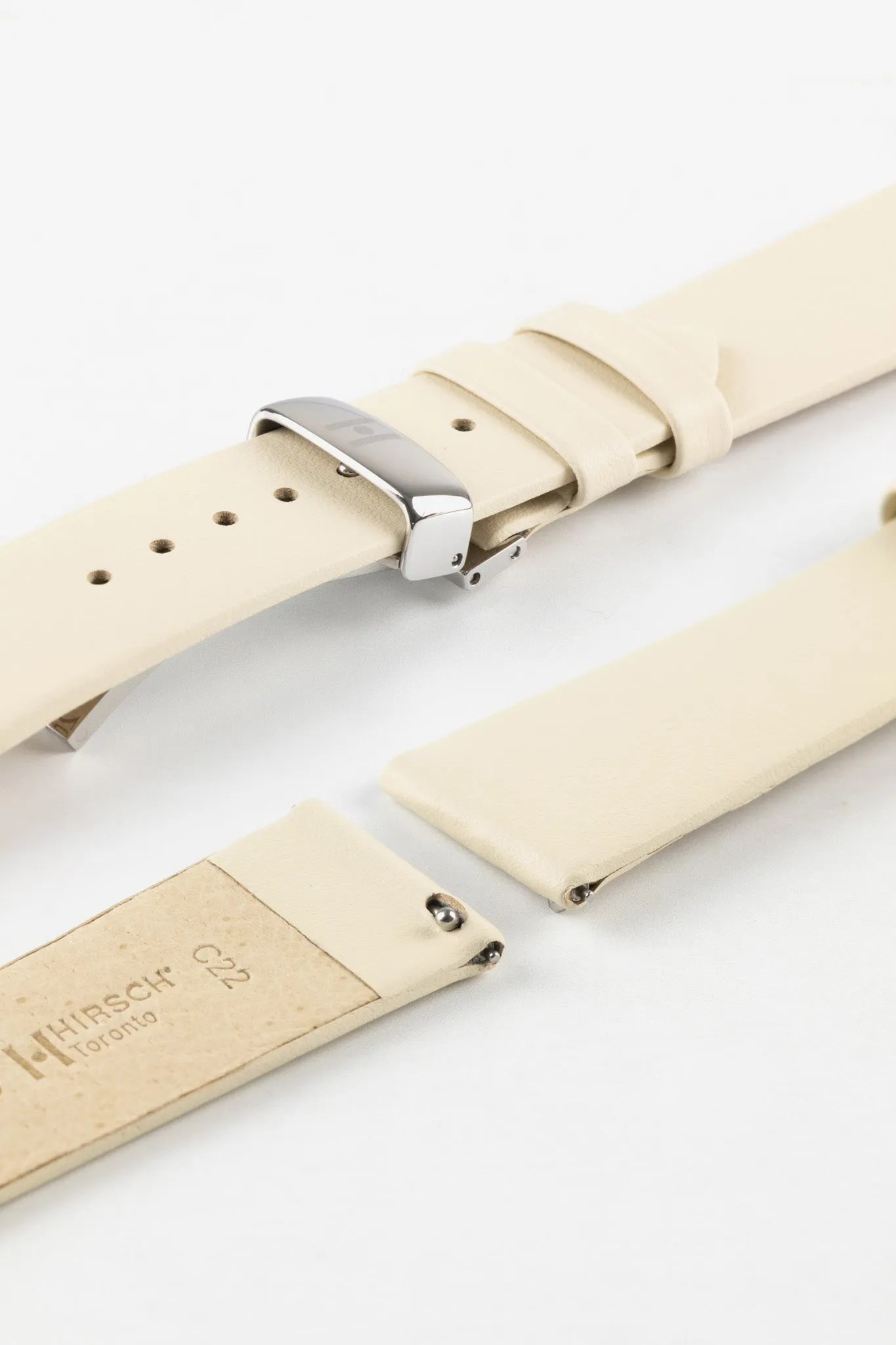 Hirsch TORONTO Quick-Release Fine-Grained Leather Watch Strap in BEIGE