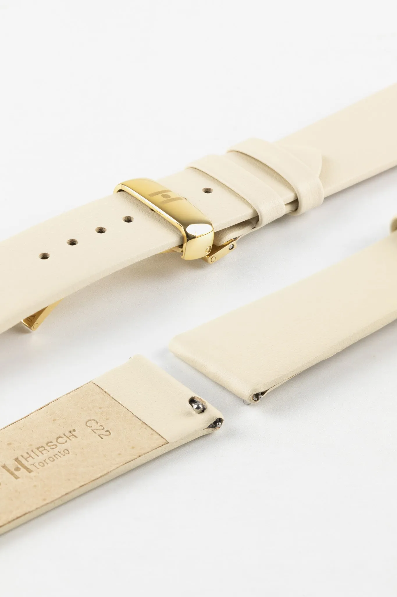 Hirsch TORONTO Quick-Release Fine-Grained Leather Watch Strap in BEIGE