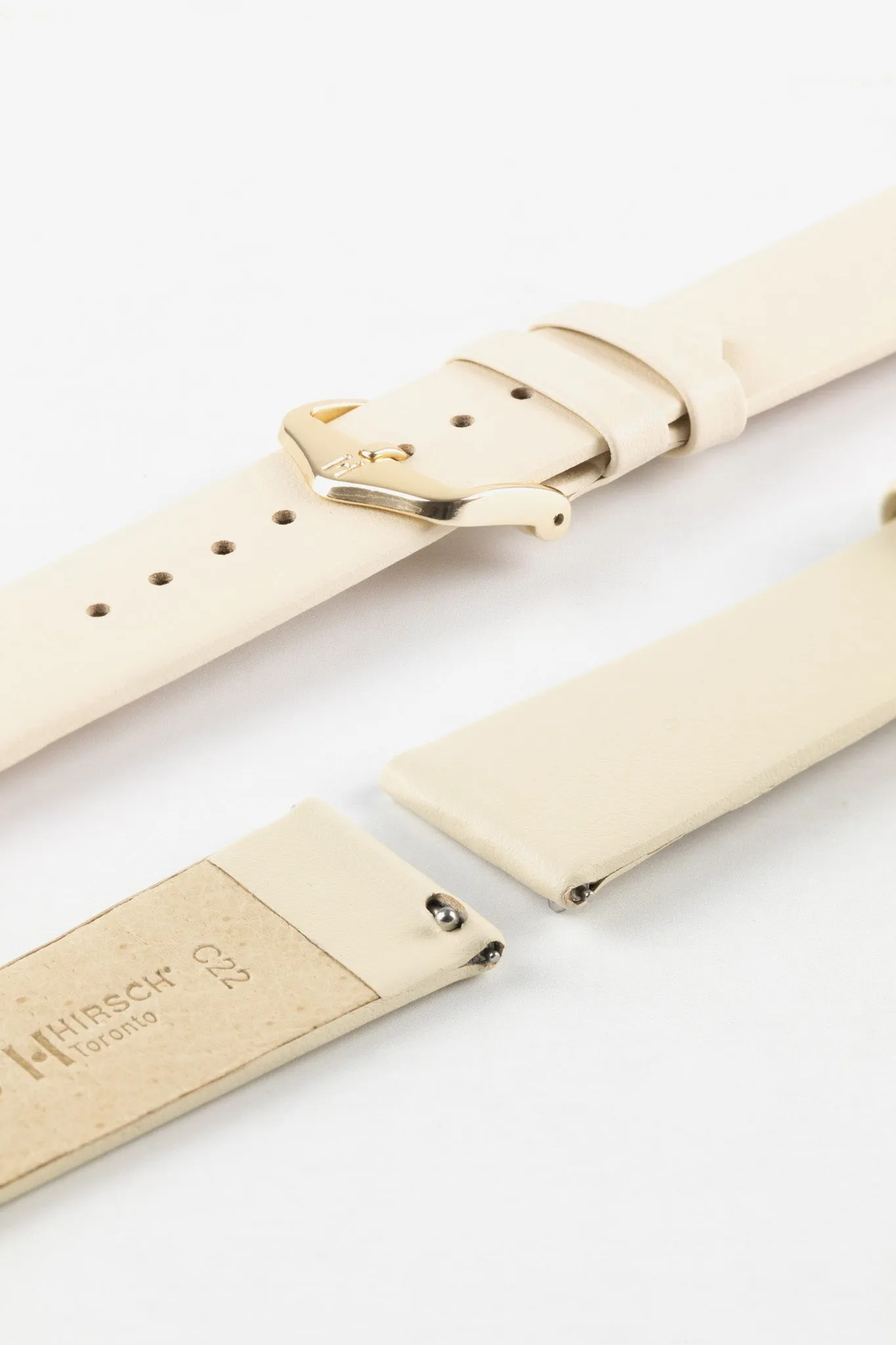 Hirsch TORONTO Quick-Release Fine-Grained Leather Watch Strap in BEIGE