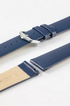 Hirsch TORONTO Quick-Release Fine-Grained Leather Watch Strap in BLUE