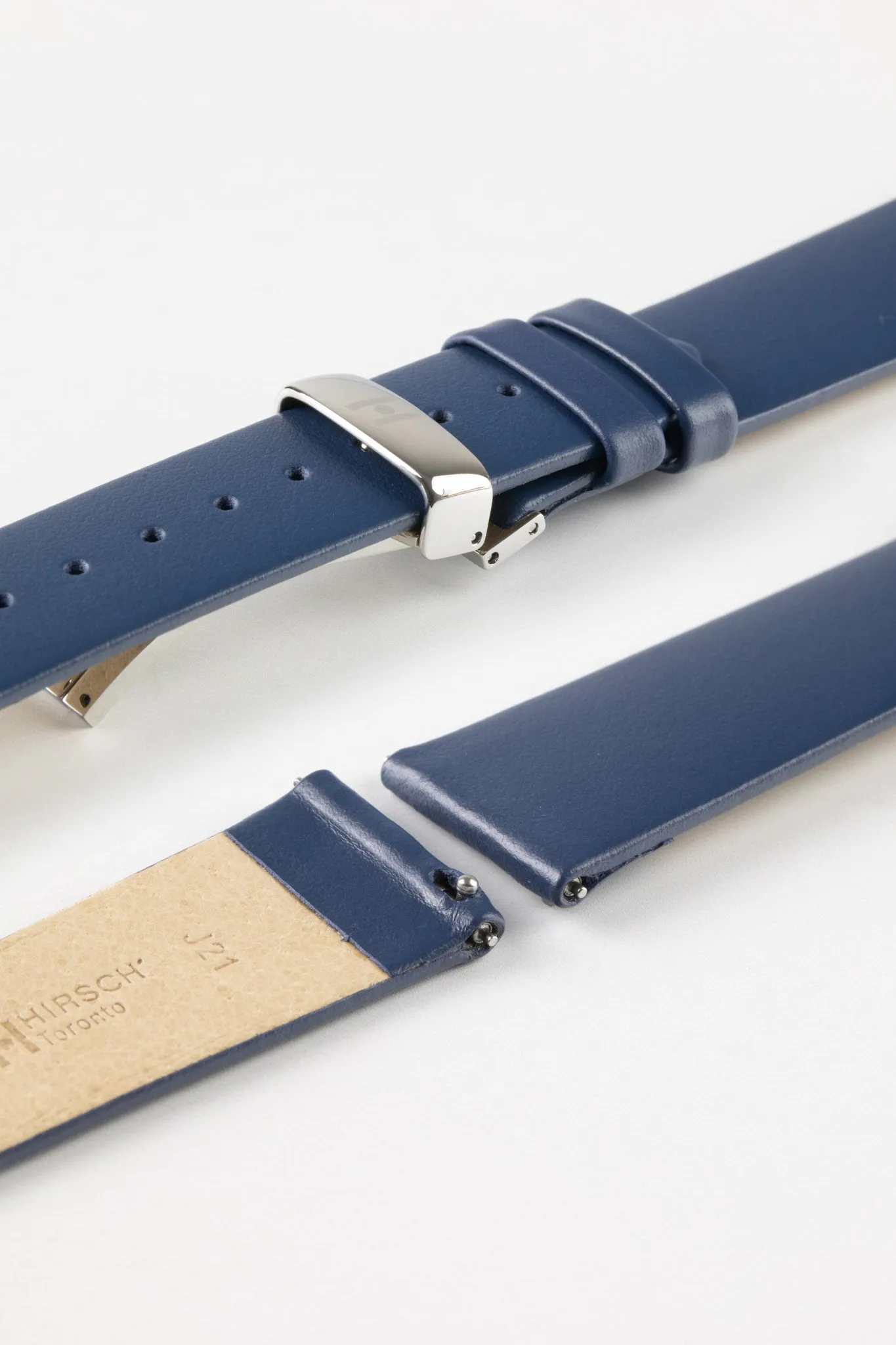 Hirsch TORONTO Quick-Release Fine-Grained Leather Watch Strap in BLUE