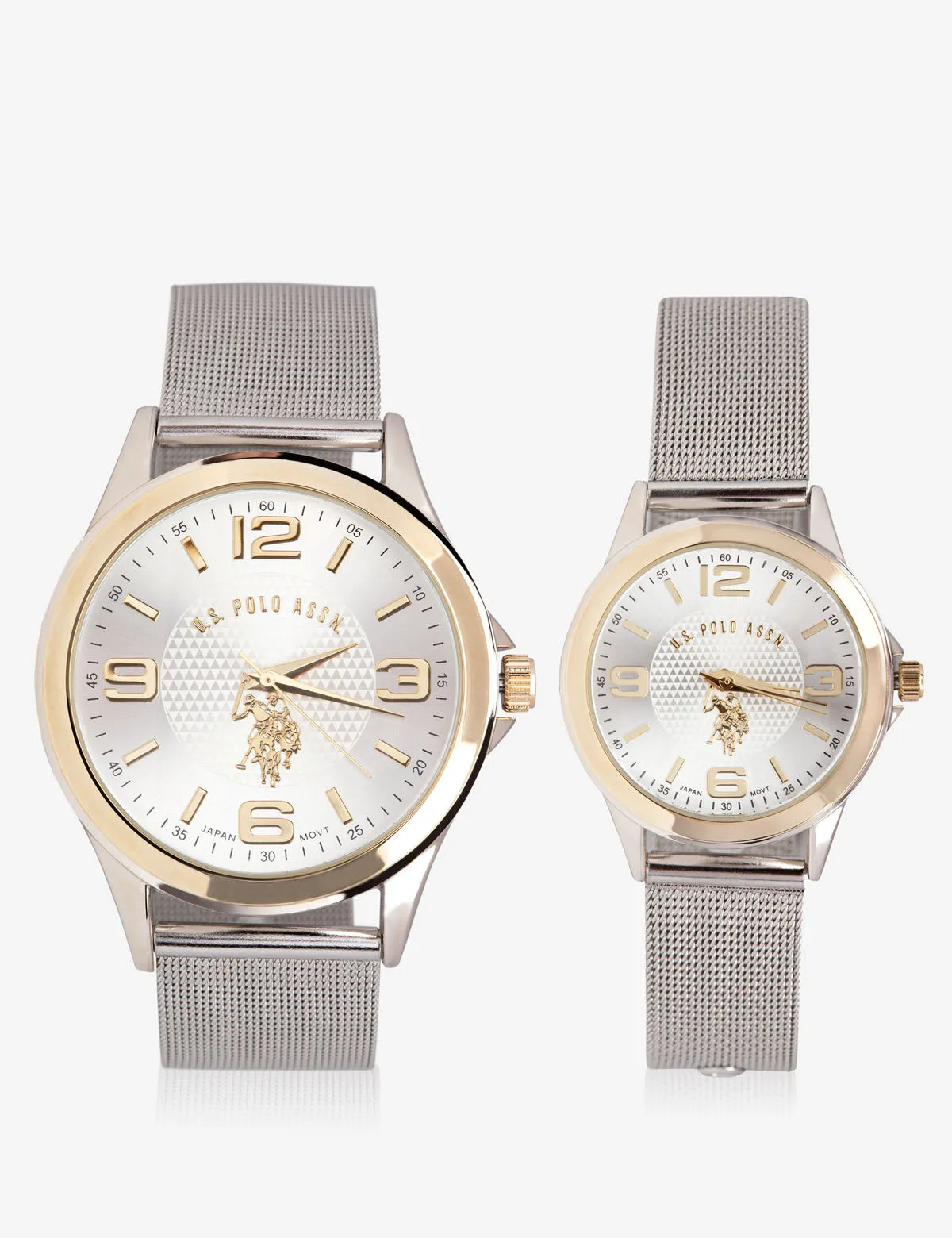 HIS & HERS SILVER MESH STRAP WATCH SET