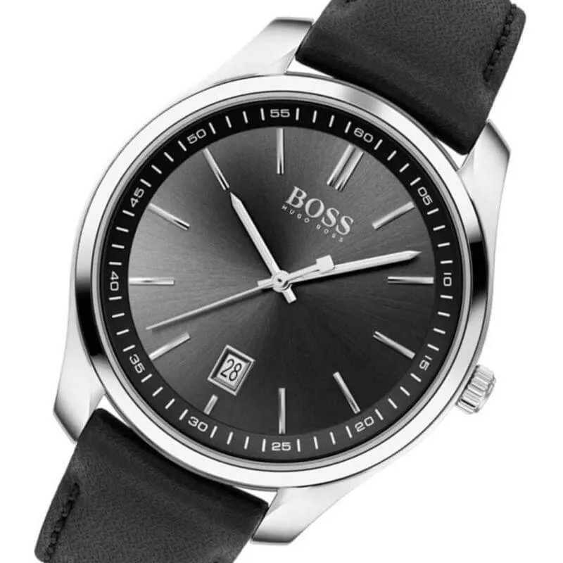 Hugo Boss 1513729 Circuit Black Leather Quartz Men's Watch