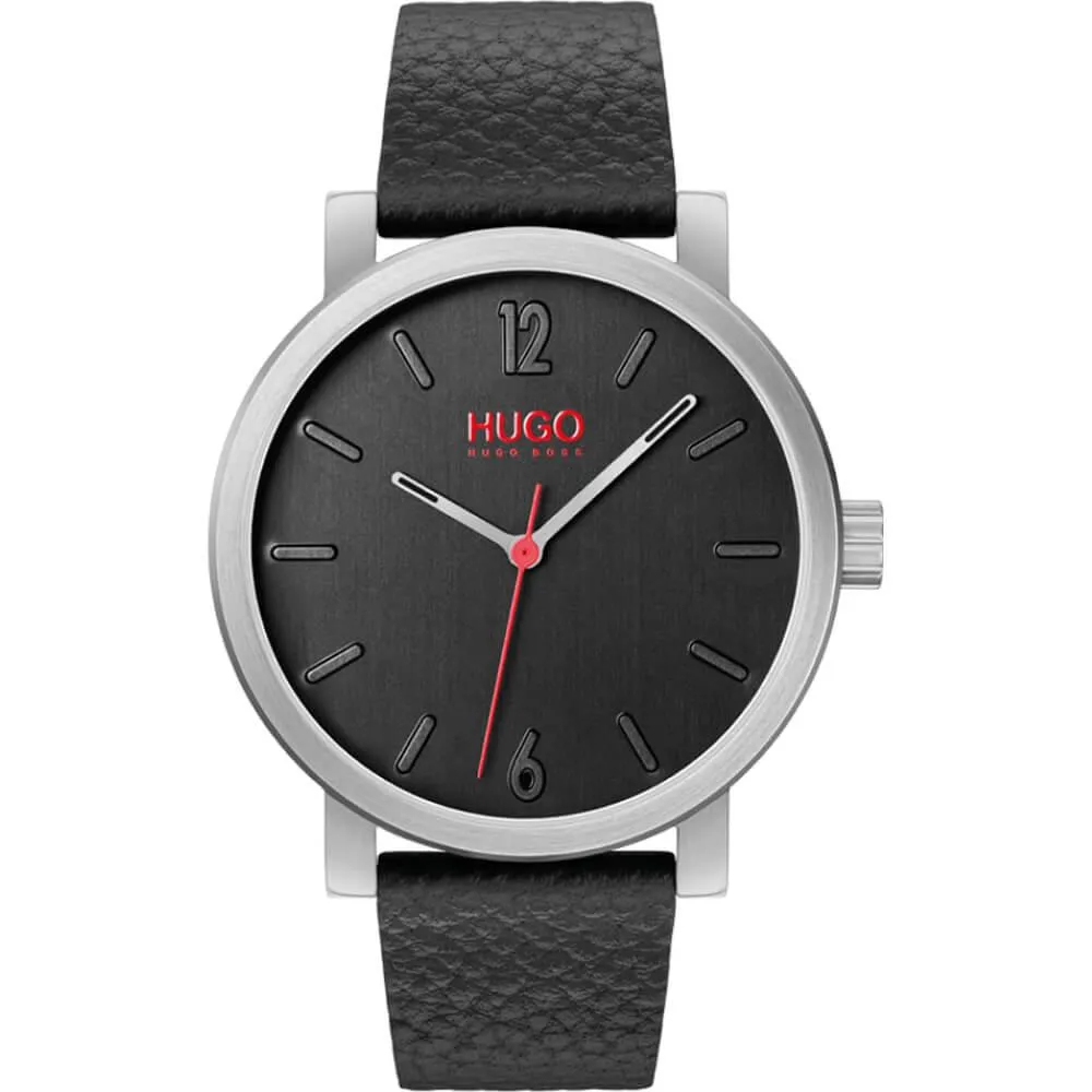 Hugo Boss 1530115 Rase Black Dial Black Leather Quartz Men's Watch