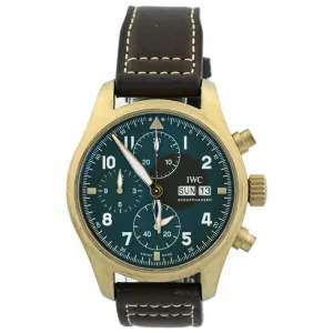 IWC Men's PILOT’S WATCH CHRONOGRAPH SPITFIRE Bronze Case 41mm Green Arabic Dial Watch Reference #: IW387902