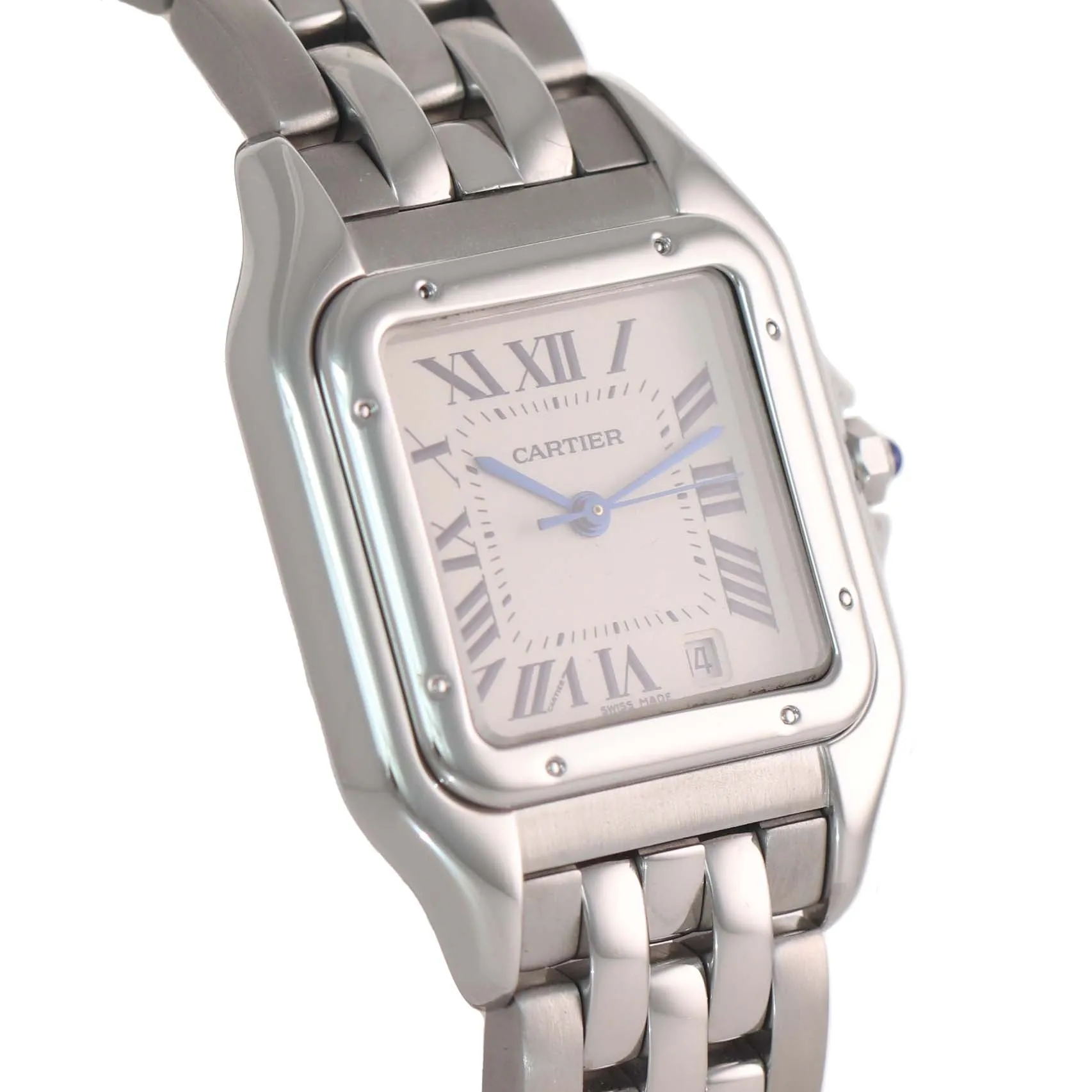 Ladies Cartier Panthere 27mm Ivory Roman Steel Quartz Date MidSize Watch 1310