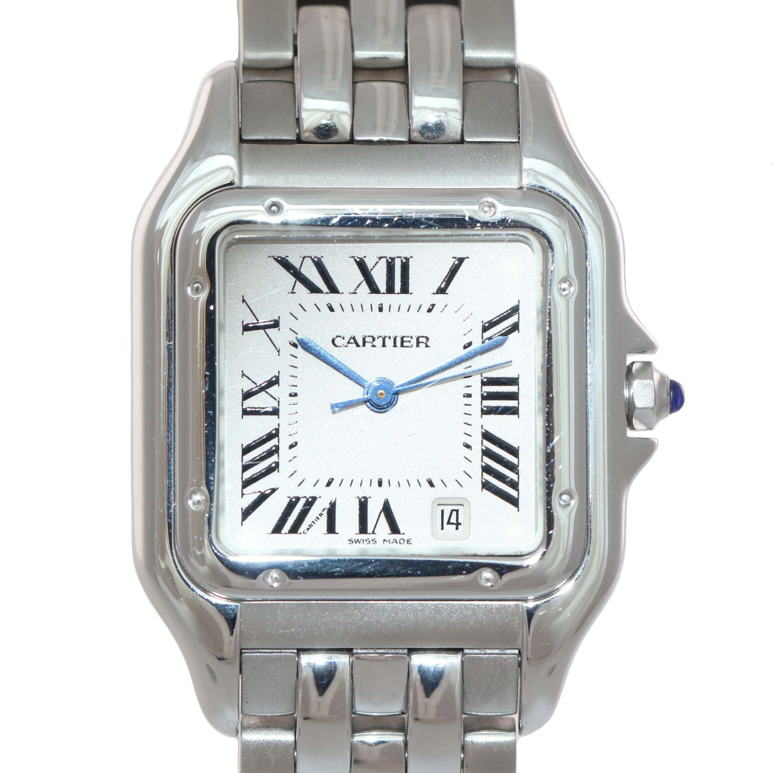 Ladies Cartier Panthere 27mm Ivory Roman Steel Quartz Date MidSize Watch 1310