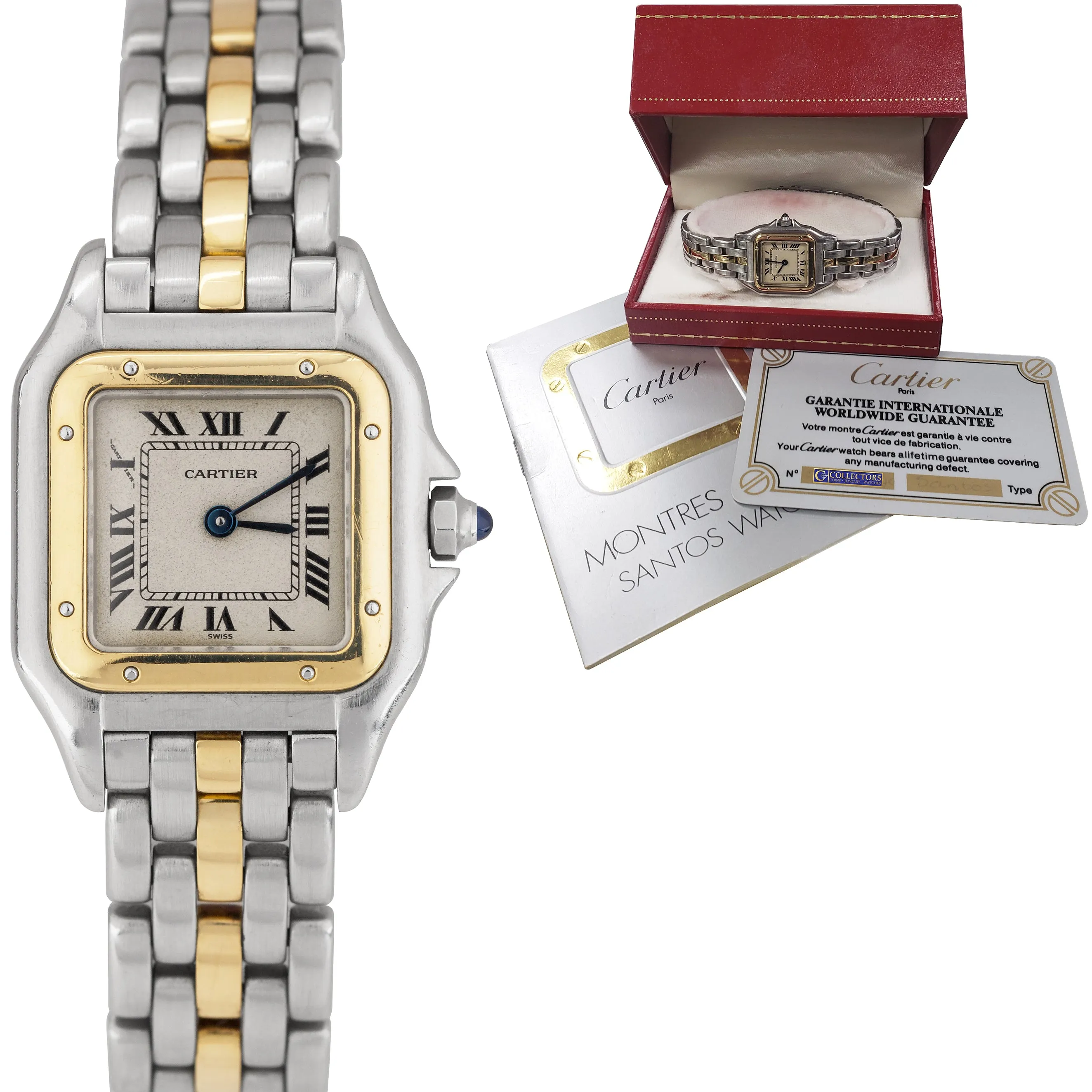 Ladies Cartier Panthere Two-Tone 18K Gold Steel Ivory 22mm Quartz Watch 1057917