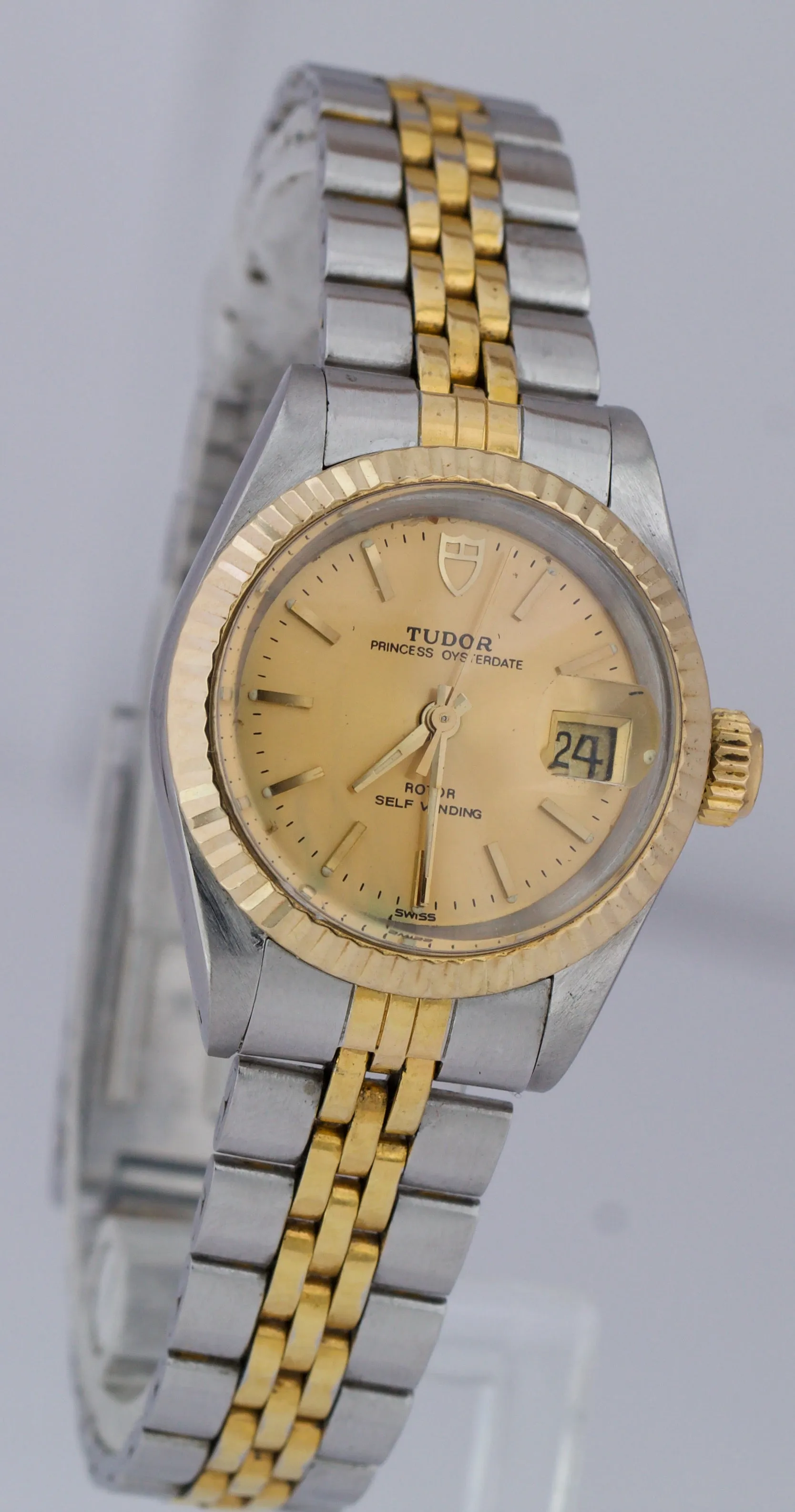 Ladies Tudor Princess Oysterdate Champagne DIAL 14K Two-Tone Gold Watch 92413
