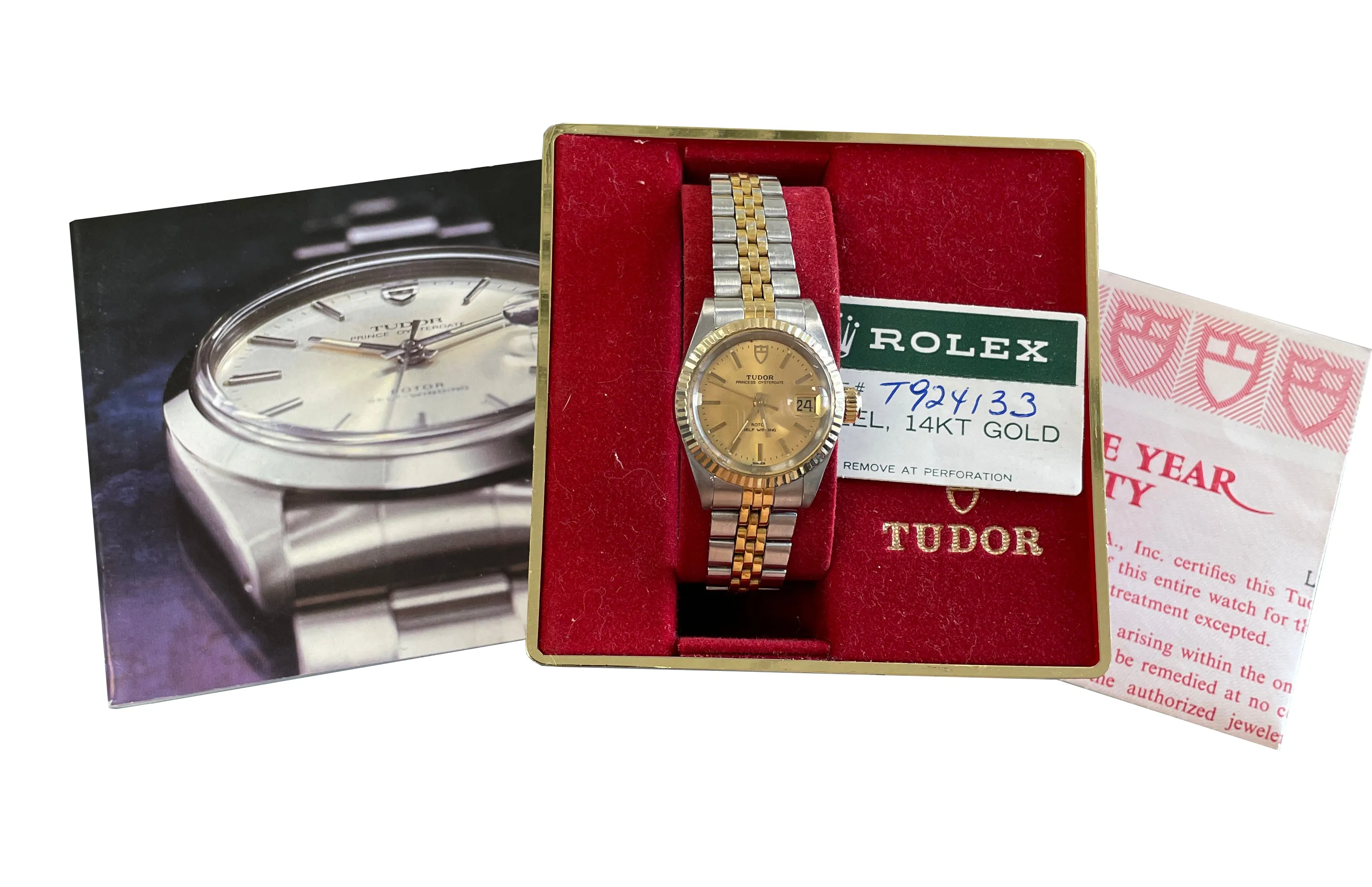 Ladies Tudor Princess Oysterdate Champagne DIAL 14K Two-Tone Gold Watch 92413
